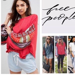 NWT Free People Blossom Printed Balloon-Sleeve Top